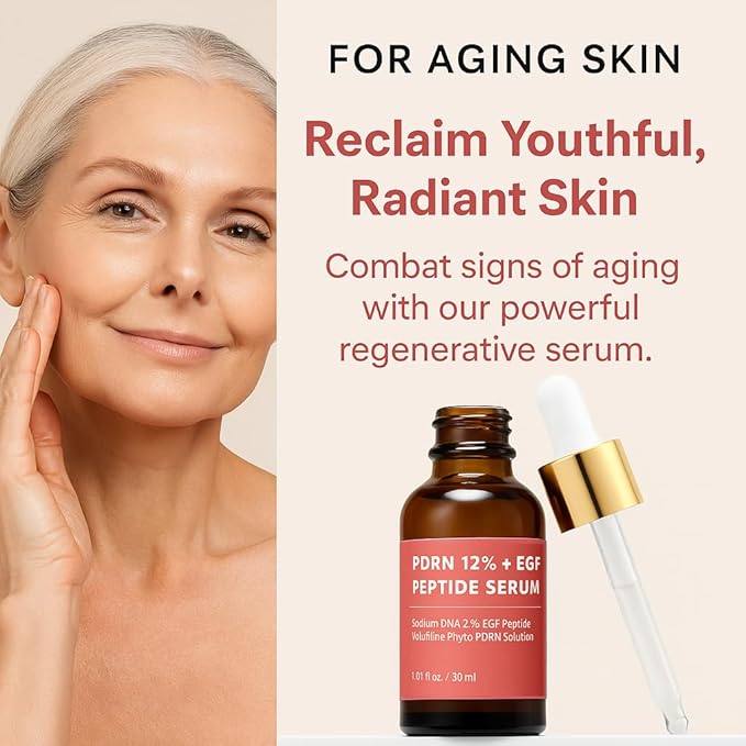 Salmon DNA PDRN 120,000 ppm EGF Peptide Microneedling Serum w/Volufiline, Phyto PDRN 12%, Growth Factor - Anti-Aging Face Serum with Niacinamide, Hyaluronic Acid 1 Fl Oz Korean Skincare