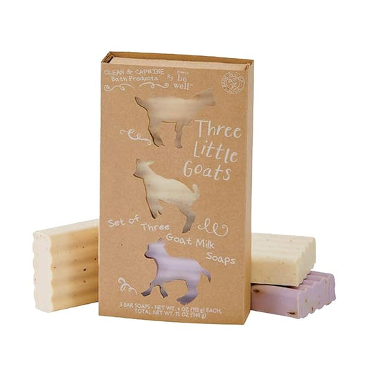 San Francisco Soap Company Simply Be Well Three Little Goats Goat Milk Soap Gift Set of 3 (Set I) | Almond, Honey Apricot, & Lavender |