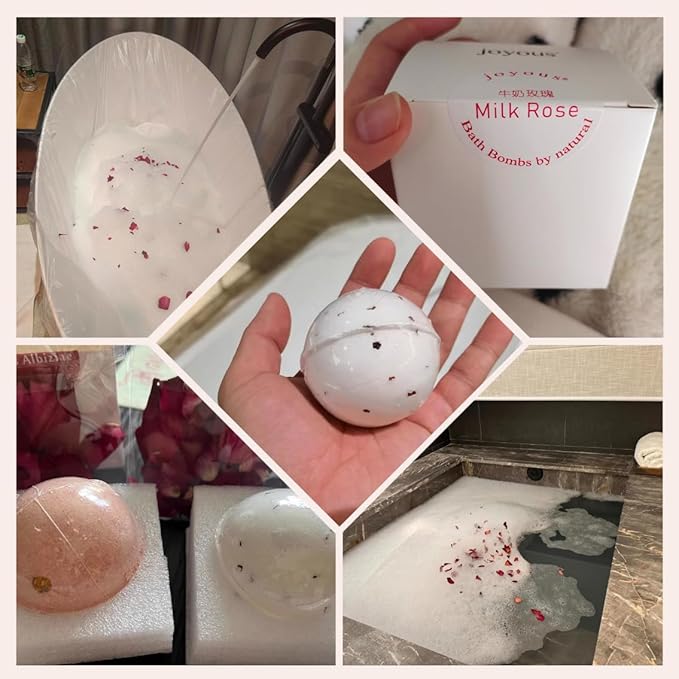 Bath Bombs for Women Spa Gift Set with Rose Milk Essential Oils Sea Salt Moisturizing Relaxing Birthday Gift for Her Bubble Bath Skincare Relaxation Aromatherapy Gifts Time Essentials