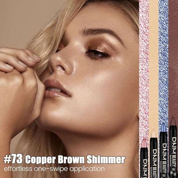 evpct Copper Brown Shimmer Cream Eye Shadow Sticks Brightener Pencils for Women, Bronze Brown Silky Eyeshadow Applicator Stick Pen Waterproof, Crease-Proof Stick Eyeshadow Shimmer Eye Makeup 73