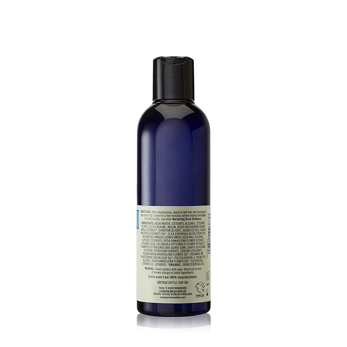 Neal's Yard Rose Conditioner for Dry & Damaged Hair, Featuring Olive & Coconut Oils, Replenishes Vibrancy & Shine, Vegan Approved, Cruelty-Free, 200mL