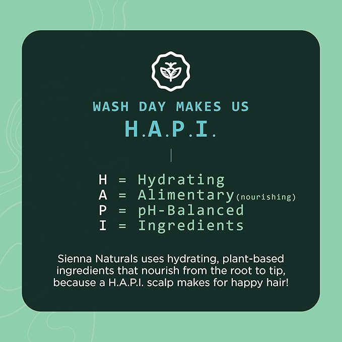 Sienna Naturals - HAPI Shampoo - Anti Frizz - Sulfate-Free, Scalp-Nourishing & Hydrating Cleanser - Gently Removes Buildup Without Stripping - pH-Balanced, Vegan & Clean Formula - 11oz