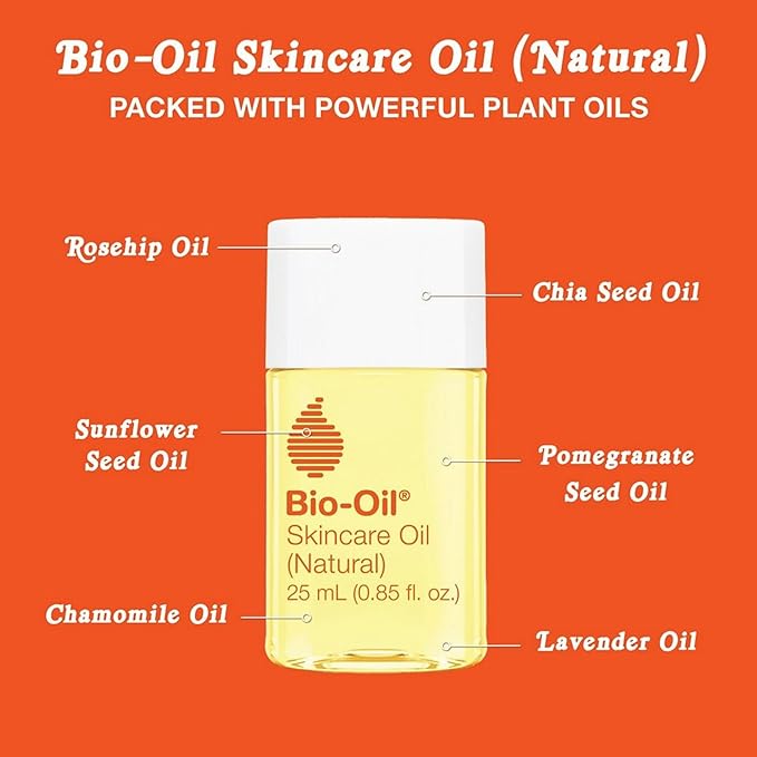 Bio-Oil Natural Skincare Oil Serum, Face and Body Moisturizer with Chamomile, Rosehip, and Lavender Oil, for Scars, Stretch Marks, Sensitive Skin, All Skin Types, 0.85 Oz, Pack of 3