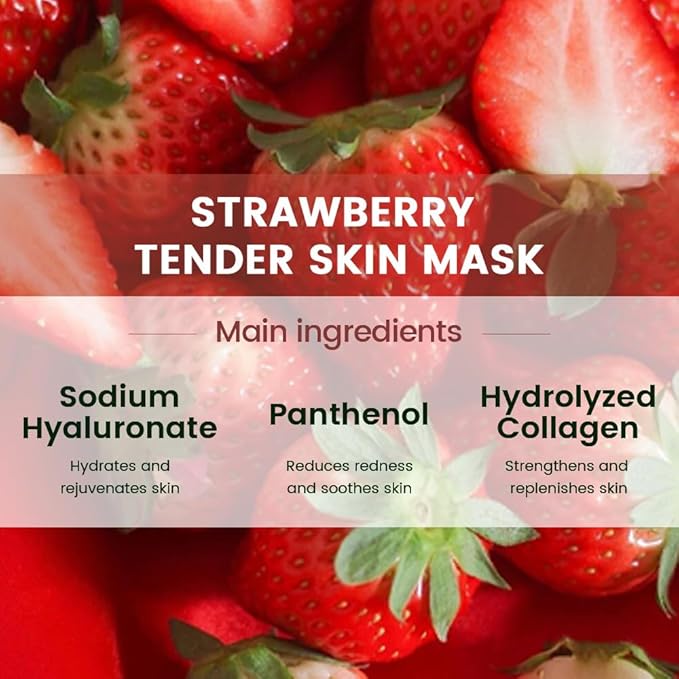 8 Pack Strawberry Kids Face Mask,Pink Face Masks Skincare Spa Day Kit Supplies,Spa Party Favors for Teens Girls Women,Sheet Facial Mask Skincare Gifts Set,Moisturize Soothe for All Skin Types