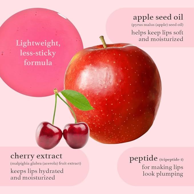 NOONI Korean Lip Oil Set - Appleberry & Applecherry | Long-Lasting, Moisturizing, Plumping, Revitalizing for Dry Lips, Waterproof, No Peel Off, 0.12 FL Oz x 2ea