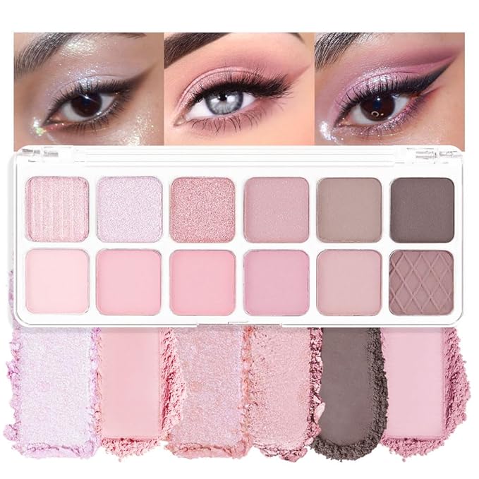 AMY'S DIARY 12Color Light Pink Purple Eyeshadow Palette, Long-Lasting, Elevate Your Eye Makeup– Unleash Your Unique Style (09#)