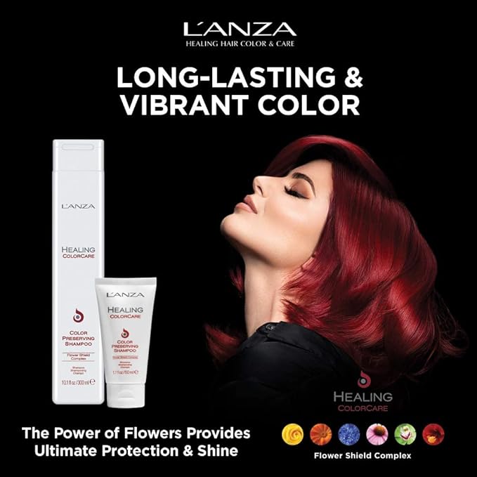 L'ANZA Healing Colorcare Shampoo, Color-Safe Repairing Cleanse for Dry, Damaged or Treated Hair, Anti-Fade Formula Smooths, Moisturizes, Adds Vibrance & Shine, Sulfate Free (1.7 Fl Oz)