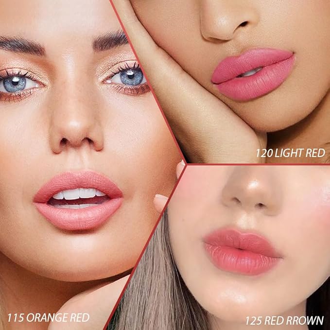 evpct Lip Tains Peel off, 3Pcs Peel off Lip Liner Tattoo Lip Stain Tint Gloss Makeup Set, Long Lasting Waterproof 24 Hours Matte Transfer-proof Color Stay Lipstick, Orange Red & Light Red & Nude Pink