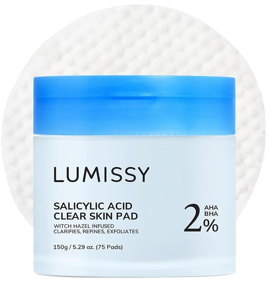 Salicylic Acid Toner Pad, Alcohol-Free Extra Large Daily Facial Exfoliating Toner Pads with BHA & AHA for Soothing Skin & Pore Care Deep Hydration Korean Skincare (75 Counts)