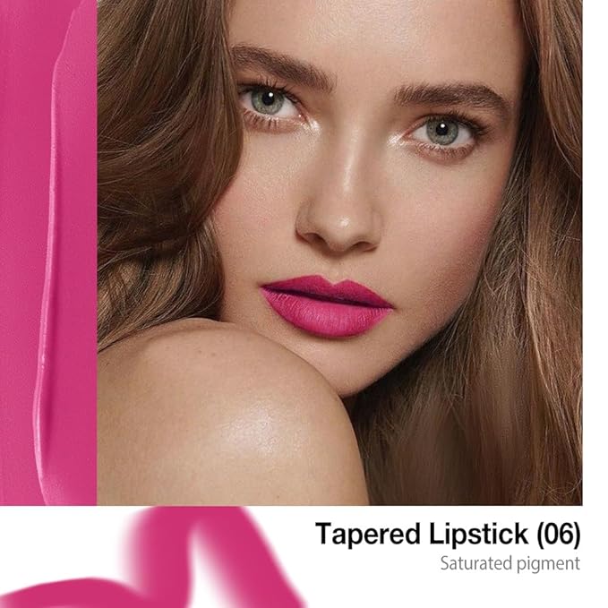 evpct Hot Pink Gradient Matte Lipstick Lip Liner Combo Set for Older Women Long Lasting Waterproof, Rose Red Lips Stick Crayon Pencil Cream Lip Liner and Lipstick Combo Makeup, Flawless Ombre Effect