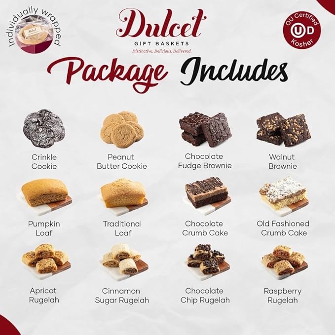 Dulcet Gift Baskets Gourmet Bakery Treats Gift Basket features All-Natural Pumpkin Bread Ideal for Thanksgiving and Halloween Holidays-Gift to Family, Friends, Parents or Corporate Clients.