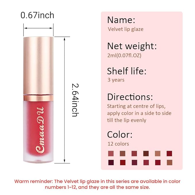 evpct 1Pcs Plum Purple Silky Velvet Matte Liquid Lipstick Lip Gloss Set for Women Long Lasting 24 Hours Color Stay Lipstick labiales matte larga duracion mate 24 horas originales 07#