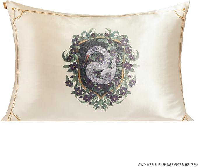 Kitsch x Harry Potter Slytherin Satin Pillowcase w/Zipper for Hair & Skin – Double-Sided, Softer Than Silk, Wrinkle-Free, Machine Washable, Frizz Control, Breakout Prevention - Queen/Standard(19x26)