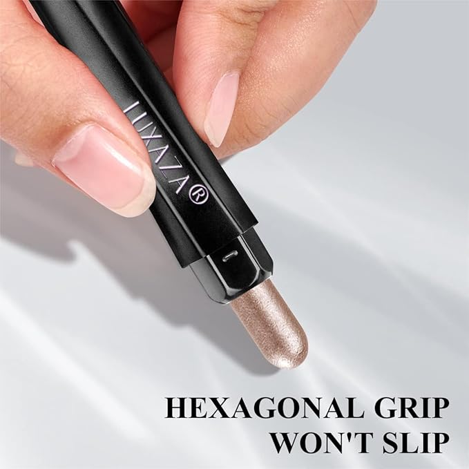 6-Piece Matte and Shimmer Cream Eyeshadow Pencil Set, Waterproof Long Lasting Highlighter Stick, Champagne Rose Pink