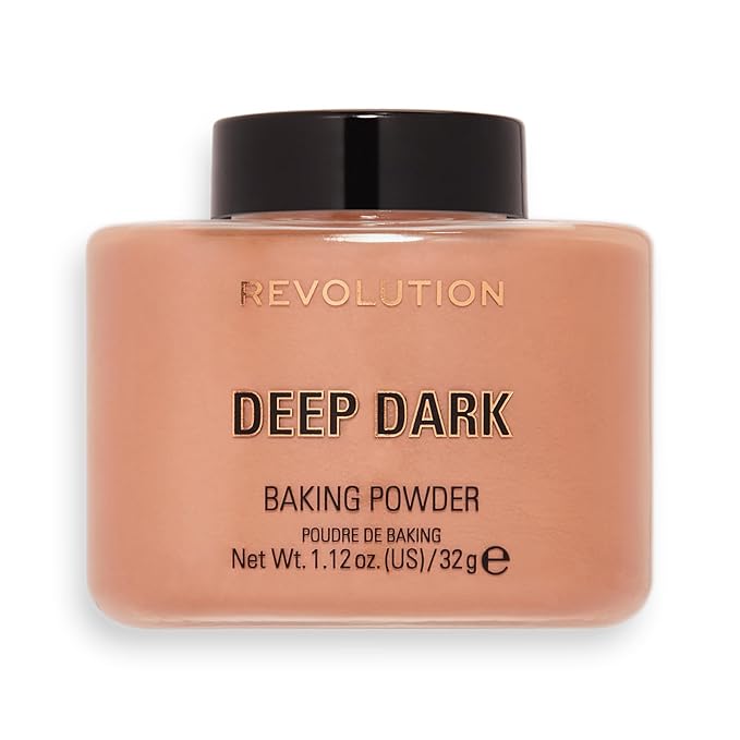 Revolution, Loose Baking Powder, Makeup Setting Powder, Long Lasting Coverage, Mattifies & Reduces Shine, Deep Dark, 1.12 oz