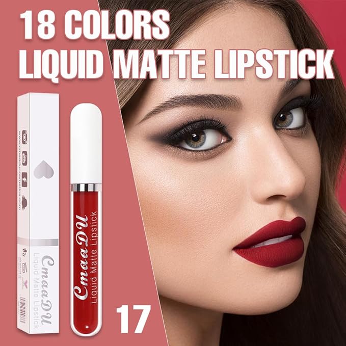 evpct 1Pcs Wine Red Liquid Matte Lipstick Lipgloss Set for Women, labiales mate 24 horas originales matte larga duracion 24 Hour Lipstick Lip Stains Long Lasting Waterproof 24, 17#