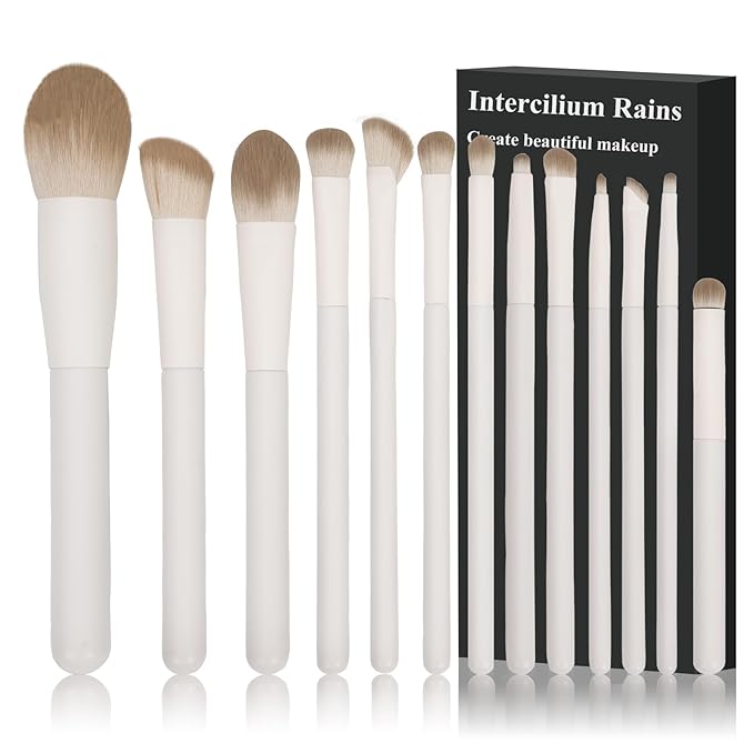 Makeup Brush Set Professional 13pcs，Premium Synthetic Powder Foundation Contour Blush Concealer Eyeshadow Blending Liner Make Up Brushes Kit（Milky B521）