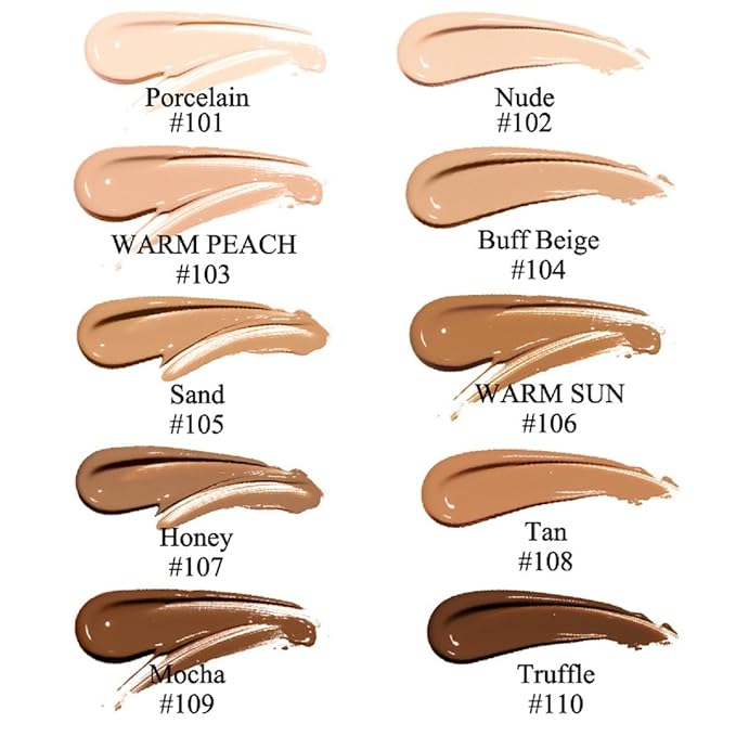 PHOERA Foundation,Full Coverage Flawless Soft Matte 24 HR Oil Control Waterproof Concealer Liquid Foundation Makeup. 1pcs-114# Ebony