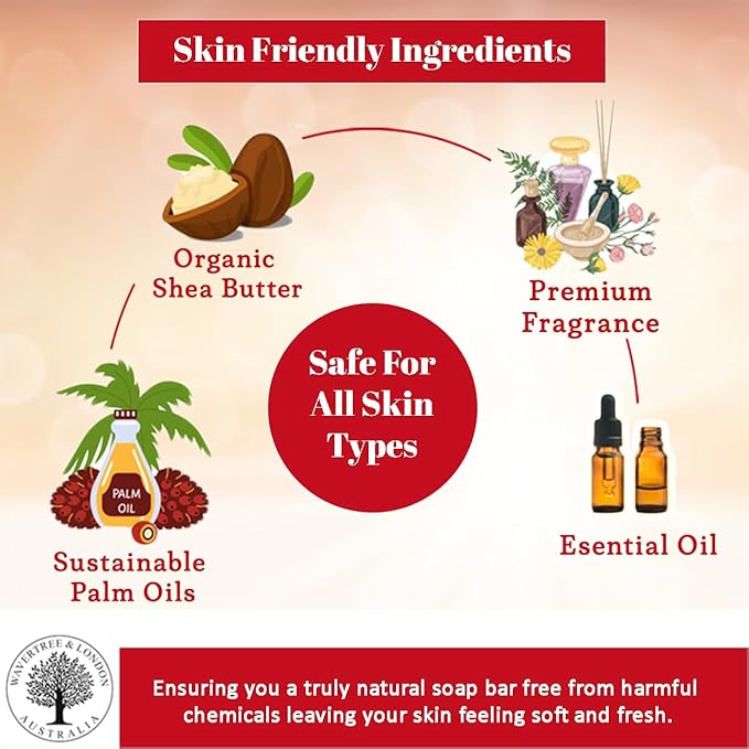 Wavertree & London Persimmon & Red Currant Scented Natural Soap Bars (2 Bars), 7 oz Moisturizing French Triple Milled Soap Bars enriched with shea butter, Plant Oil Bath & Body Soap for Women & Men