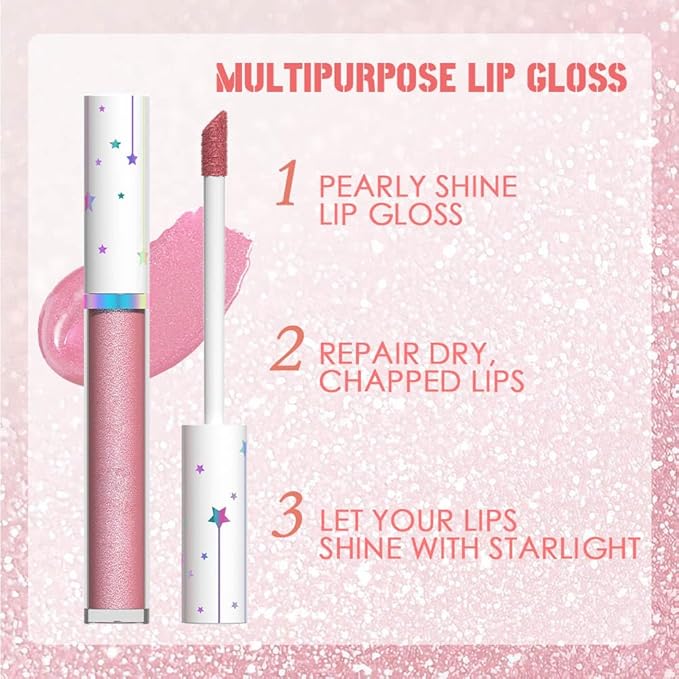 evpct 1Pcs Pink Metallic Glitter Lipstick Lip Gloss Stain for Women Long Lasting Waterproof 24, Hot Light Nude Pink Frosted Metallic Shimmer Glossy Chrome iridescent Liquid Lipstick Lip Gloss Makeup