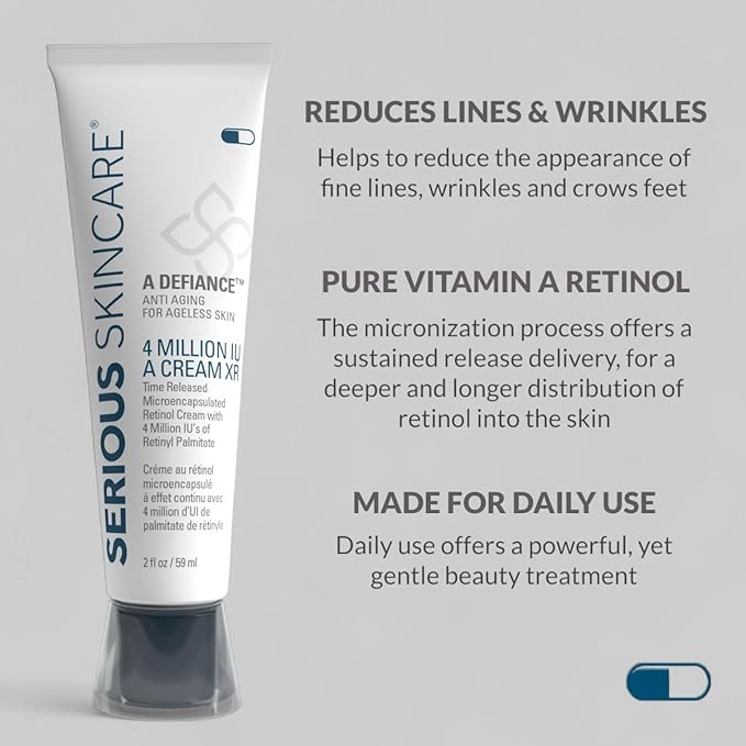 Serious Skincare Retinol Vitamin A Cream XR Premium Moisturizer for Face & Neck 2 fl oz, Anti-Aging - Day & Night - Reduce Fine Lines & Wrinkles - For Radiant Skin Set of 2