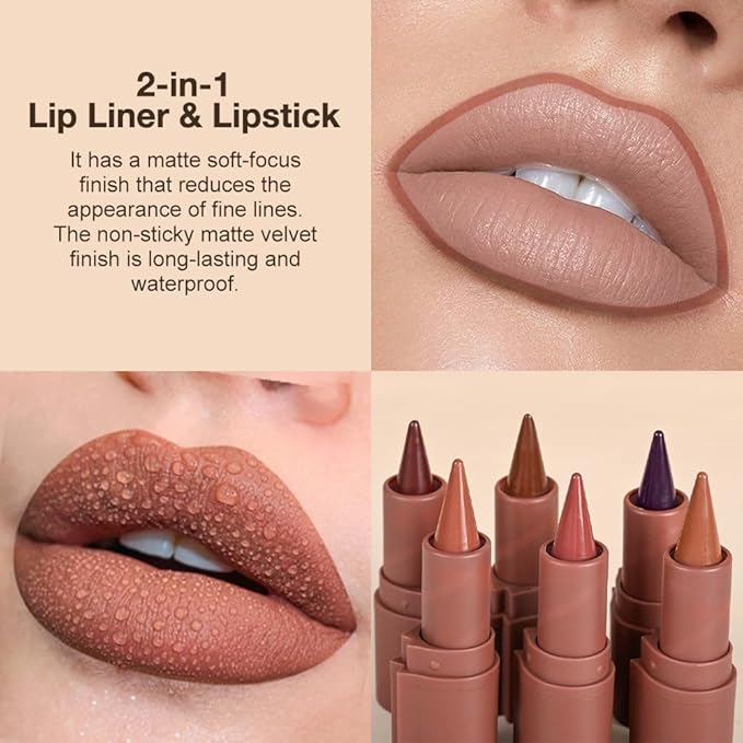 AMY'S DIARY Matte Crayon Lip Liner Lipstick Makeup, Precision Tip Matte Lip Crayon, Longwear Up To 24Hrs,Matt Lip Liner Make Up Smudge-Proof Lip Contour Waterproof for Women (Toffe, Regular)