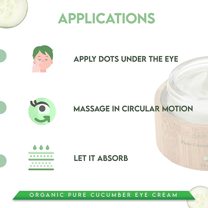 Shir-Organic Pure Cucumber Eye Cream For Dark Circles Eye Puffiness Wrinkles Instant Hydration Anti Aging Eye Cream for All Skin Type (15 ML)
