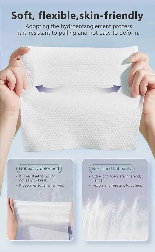 Disposable Face Towels, 80 Count, Biodegradable Dry Wipes for Sensitive Skin, Makeup Removal, Baby Care, Ultra Soft & Thick, 7.8”x7.8”