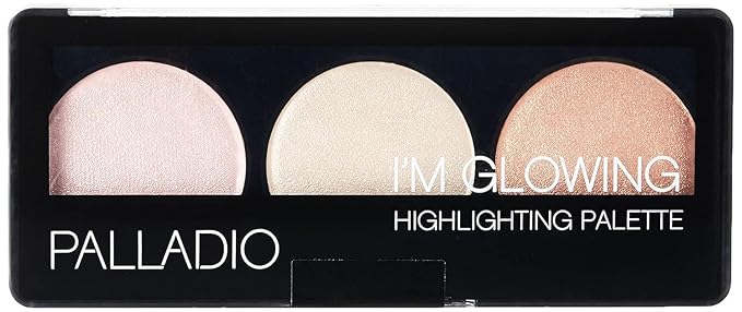 Palladio I'm Glowing Illuminating Highlighting Palette, Glow Bronzer Powder Makeup Set, High Pigmented Shimmery Colors