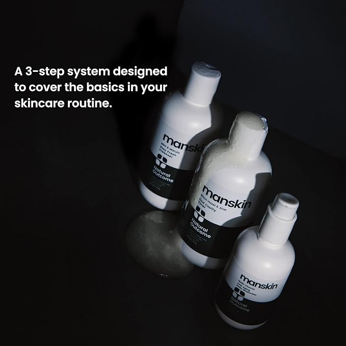 Natural Outcome Mens Skin Care Kit | Mens Facial Care Kit for Men Skincare | Anti-Aging Daily 3 Step Face Care Regimen Includes: Rejuvenating Facial Cleanser, Balancing Toner, & Hydrating Moisturizer