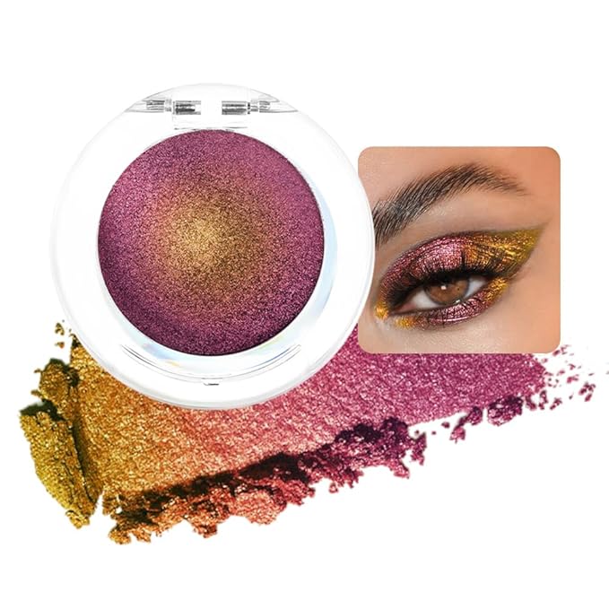 evpct Wine Red Gold Shimmer Glitter Sparkle Chameleon Duo Chrome Multichrome Gothic Iridescent festival Eyeshadow Palette, Single Eye Shadow Palette Makeup for Older Women, Glitter Eyeshadow Stick