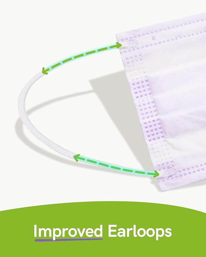 FriCARE Disposable Face Masks, 3-Ply ASTM Level 3 Medical Grade, FSA/HSA Eligible, Breathable & Comfortable for Allergy/Sun Protection, 50 Pack Lavender Mousse