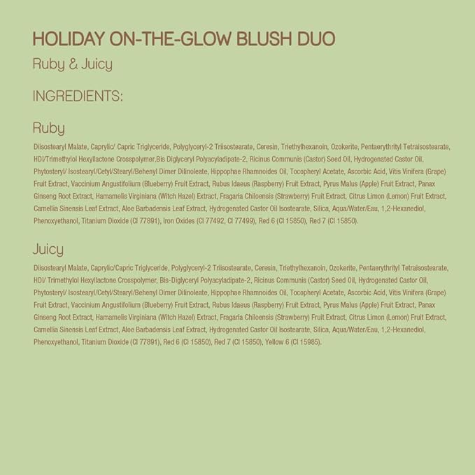 Pixi Beauty On-the-Glow Mini Blush Duo Holiday Ornament Gift Set | 2X Petite Size On-the-Glow Blush Sticks | Shades Ruby and Juicy