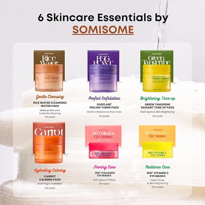 Rice Water Cleansing Pads – Makeup Remover Wipes & Korean Toner Pads with Centella Asiatica, Exfoliating for Blackhead Removal & Pore Minimizer, 50 Pad