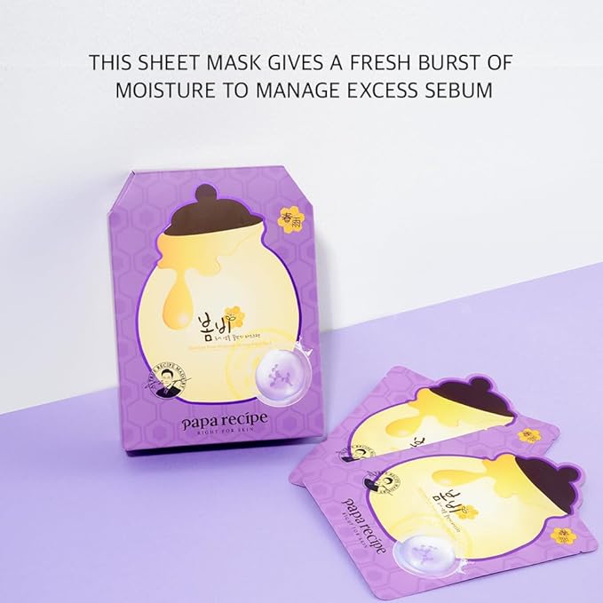 Papa Recipe Bombee Pore Honey Mask 10 Pack – No-Sebum Hydration & Pore Care – Korean Sheet Mask with Honey & Propolis Essence