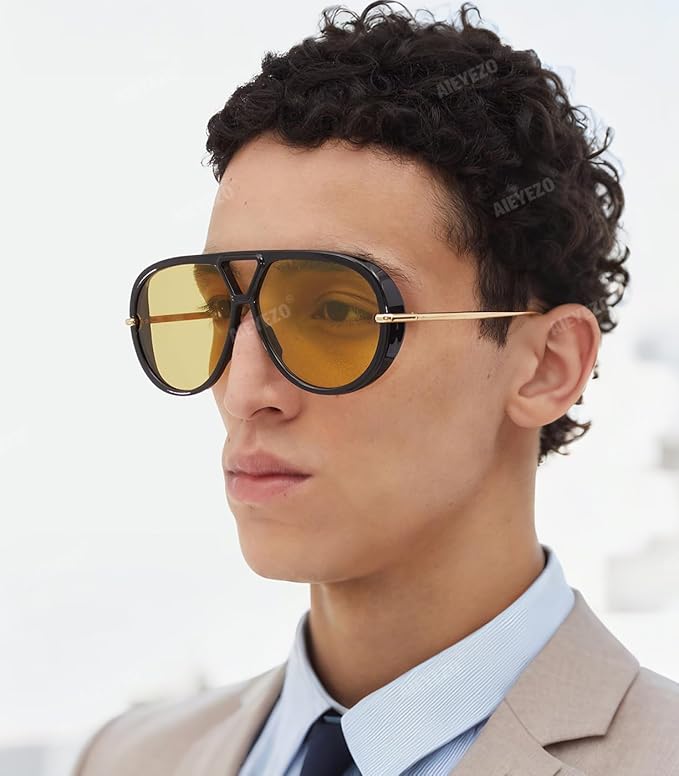 AIEYEZO Oversized Aviator Sunglasses Women Men Fashion Retro Big Frame Sun Glasses Designer Ladies Shades