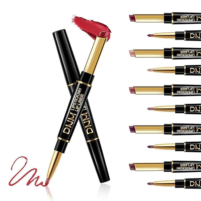 3Pcs Seductive Red, Nude Pink, Oxblood Red Matte Lip Liner & Lipstick Set – Double-Ended 2-in-1 Lip Liner and Matte Lipstick Combo, 24-Hour Wear, Smudge-Proof, Non-Drying, Lightweight, lapiz de labios