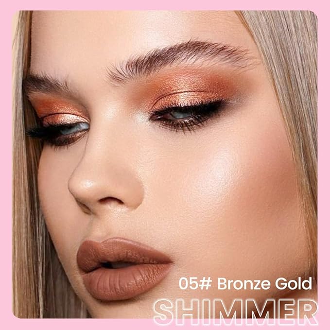 evpct 1Pcs Bronze Gold Shimmer Cream Eye Shadow Brightener Sticks for Eyes, Double Ended Cream Eyeshadow Stick Pencil Pen with Applicator, Eye Shadow Palette Highlighter Makeup Waterproof Pigmented 05