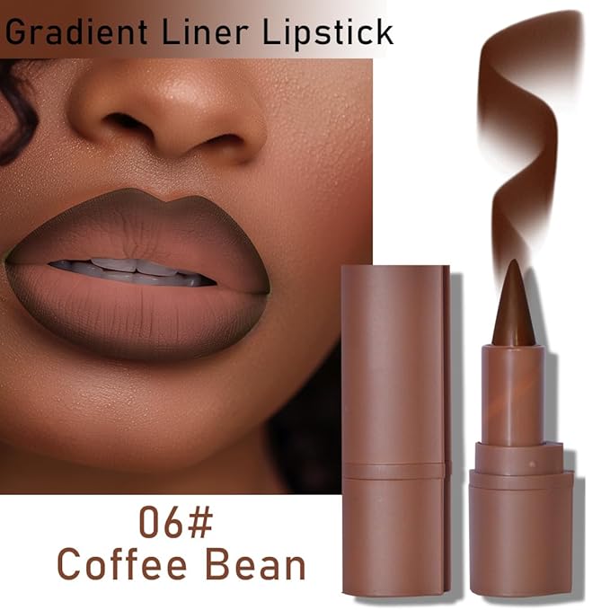 2Pcs 2-in-1 Gradient Lip Liner and Lipstick Lip Combo Set - Achieve Flawless Contour and Gradual Ombre Effect with Easy-to-Use Crayon Form and Cone Tip (2Pcs 06# Coffee Bean)