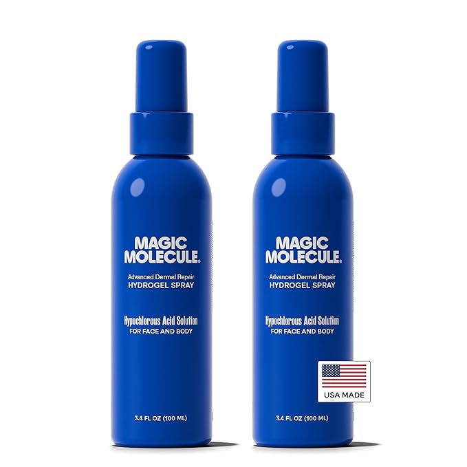 Magic Molecule Dermal Repair Hydrogel Spray with Pure Hypochlorous Acid, Intensive Skin-Smoothing Formula for All Skin Types (3.4 oz) (pack of 2)