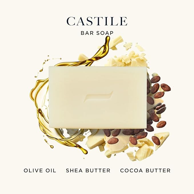 Caswell-Massey Pure Castile Bar Soap for Men & Women, Unscented & Moisturizing Natural Soap Bar for All Skin Types, Made with Essential Oils & Plant-Based Formula for Face, Body & Hair, 6.4 oz