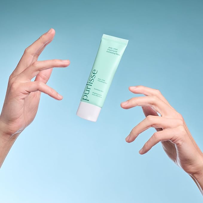pürlisse AHA & PHA Flash Facial Exfoliant - Gentle Brightening Mask to Help Gently Refine Texture, Clear Pores & Even Skin Tone - Enriched with Fruit Enzymes to Support Skin Barrier (1.7 oz)