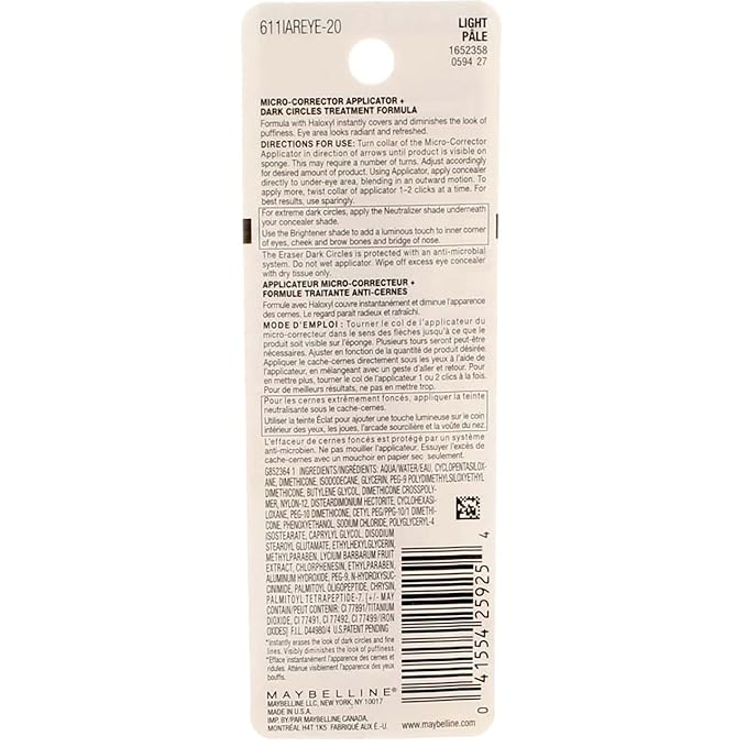 Maybelline Instant Age Rewind Eraser Dark Circles Treatment Concealer, Light 0.2 oz (Pack of 6)