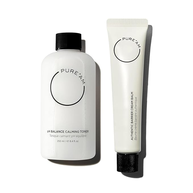 PURE'AM Korean Skincare Set– Korean Toner (250ml) - Barrier Cream Moisturizer (75ml) – For Dry, Sensitive & Acne-Prone Skin – Vegan & Gentle Formula