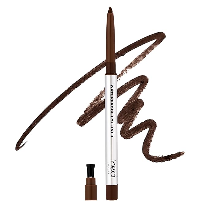 Sharpenable Gel Eyeliner Pencil, Multi-Use Longwear Eyeliner Pencil, Ultra-Smooth Tip Eye Makeup with Up to 24HR Wear, Waterproof & Smudge-Proof - Brown