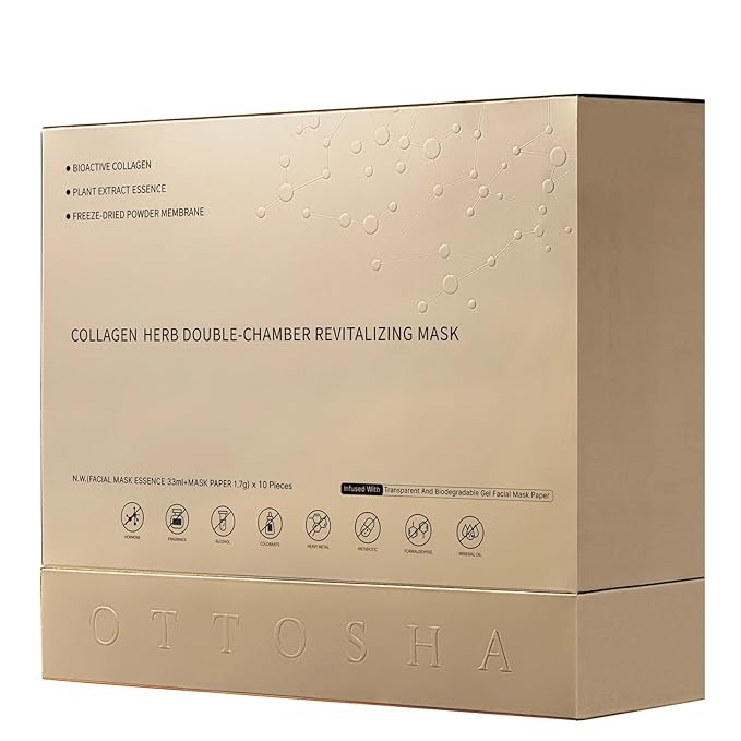 Bioactive Collagen Face Mask,Separated Serum Gel 33ml And Powder Membrane, Real Deap Skin Care Beauty SPA,Hydrating,Repairing,Brightening,Revitalizing, Anti-Aging (10 pairs)