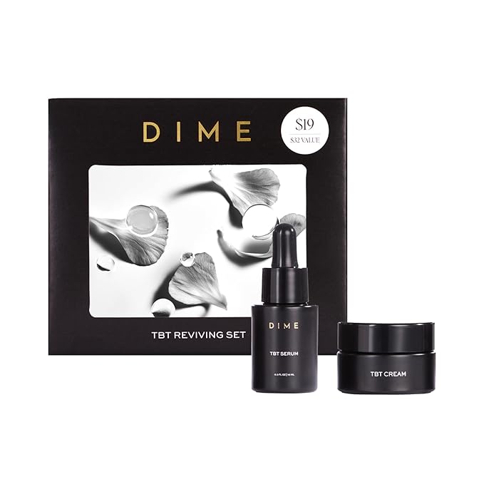 DIME Beauty TBT Reviving Skincare Set ($32 Value) - Includes TBT Cream (15 ml) + Serum (10 ml), Formulated with Bakuchiol, a Clean Retinol Alternative to Reduce the Appearance of Fine Lines