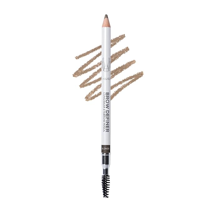 True + Luscious Brow Definer Pencil - Pomade & Powder Combo With Organic Castor Oil - Fills, Shapes Eyebrows - Waterproof - Blonde