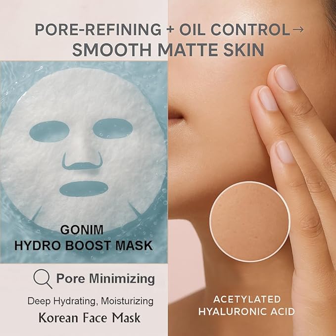 GONIM Face Mask Korean Skin Care with Hyaluronic Acid & Collagen Activation- Face Masks Skincare Hydration, Anti Aging & Moisturizing Sheet Mask for All Skin Korean Face Mask 10 Sheets