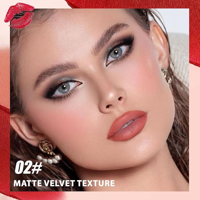 BINGBRUSH 2in1 Matte Lip Liner and Lipstick Combo, Lipstick for Women, Longwear Waterproof Lip Liner Pencil, Matte lipstick Smudge Proof Lip Combo sets, Women's Long Lasting Lip Makeup (2#Peach Heat)